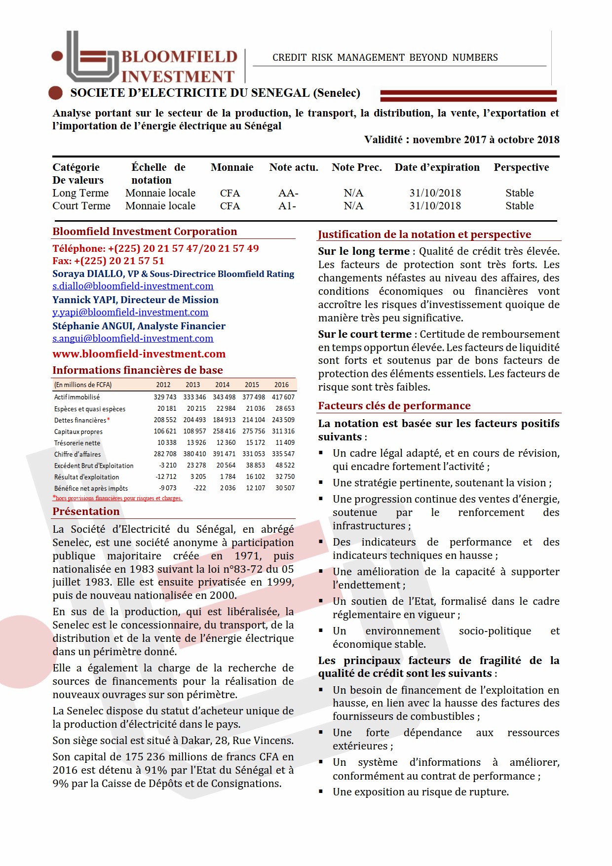 Notation Financière Senelec